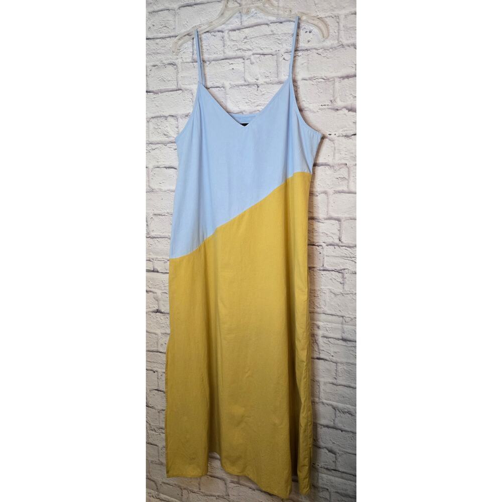 Wishlist blue yellow Colorblock boho midi cotton slip Sundress large. - Picture 3 of 10